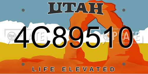 4C89510 Utah License Plate
