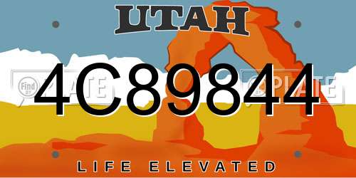 4C89844 Utah License Plate