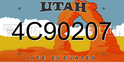 4C90207 Utah License Plate