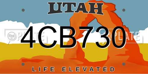 4CB730 Utah License Plate