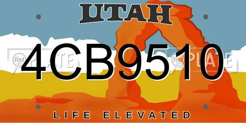 4CB9510 Utah License Plate