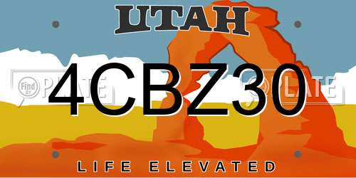 4CBZ30 Utah License Plate
