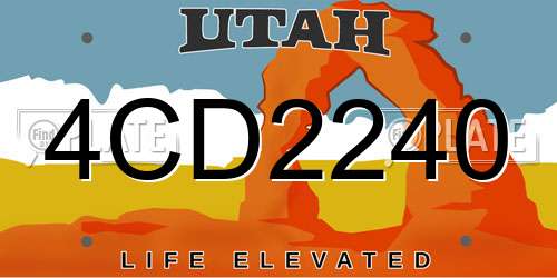 4CD2240 Utah License Plate