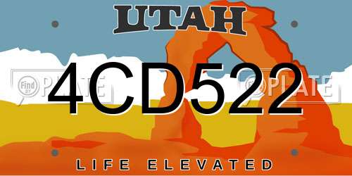 4CD522 Utah License Plate