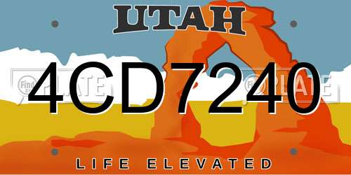 4CD7240 Utah License Plate