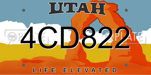 4CD822 Utah License Plate