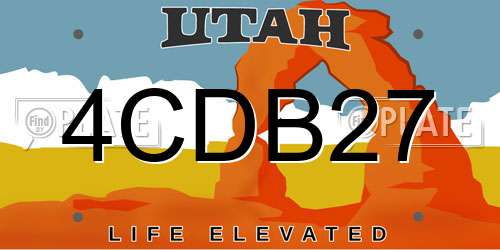4CDB27 Utah License Plate