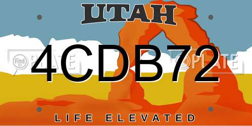 4CDB72 Utah License Plate