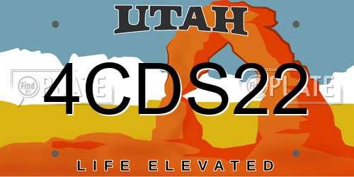 4CDS22 Utah License Plate