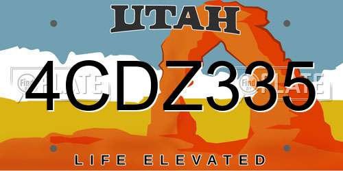 4CDZ335 Utah License Plate