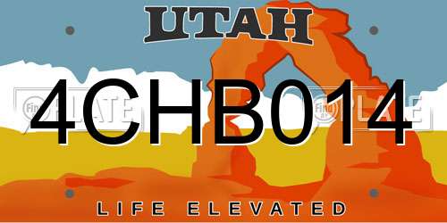 4CHB014 Utah License Plate