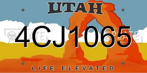 4CJ1065 Utah License Plate