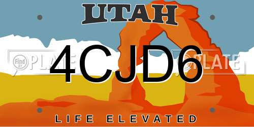 4CJD6 Utah License Plate