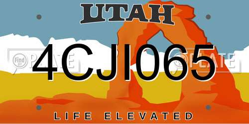 4CJI065 Utah License Plate