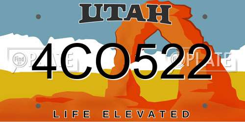 4CO522 Utah License Plate