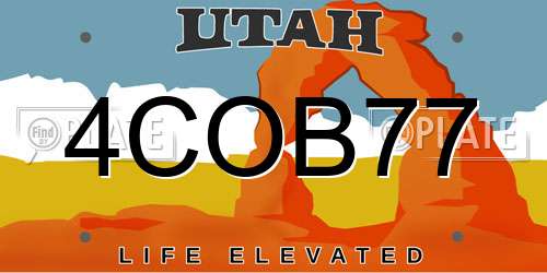 4COB77 Utah License Plate
