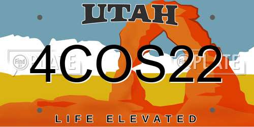 4COS22 Utah License Plate