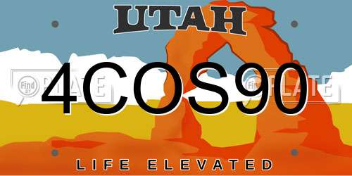 4COS90 Utah License Plate