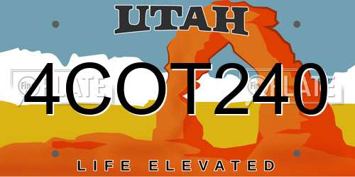 4COT240 Utah License Plate