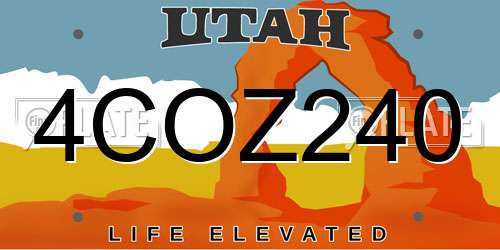 4COZ240 Utah License Plate