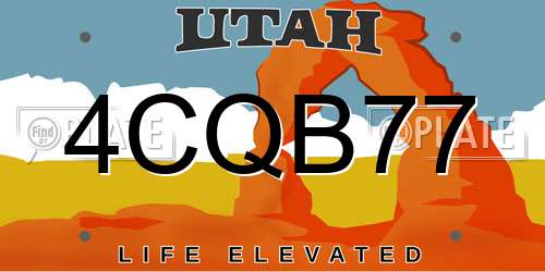 4CQB77 Utah License Plate