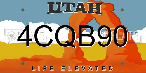 4CQB90 Utah License Plate