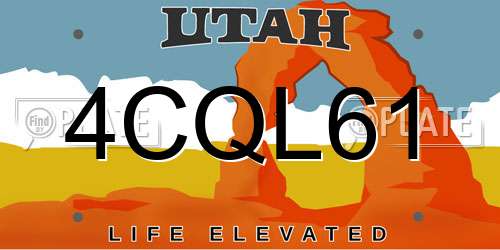 4CQL61 Utah License Plate