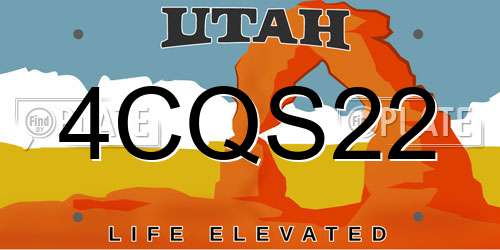 4CQS22 Utah License Plate