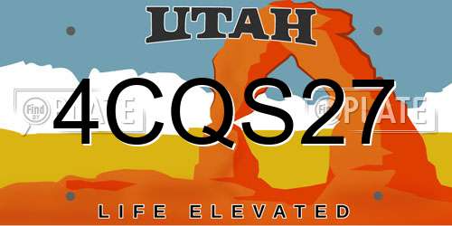 4CQS27 Utah License Plate