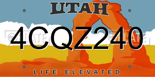 4CQZ240 Utah License Plate
