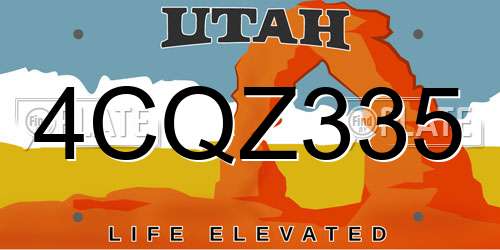4CQZ335 Utah License Plate