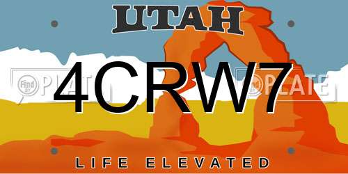 4CRW7 Utah License Plate