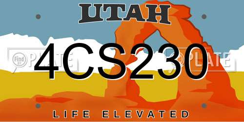 4CS230 Utah License Plate