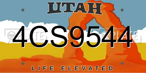 4CS9544 Utah License Plate