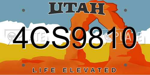 4CS9810 Utah License Plate