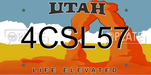 4CSL57 Utah License Plate