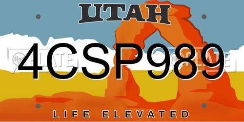 4CSP989 Utah License Plate