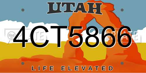 4CT5866 Utah License Plate