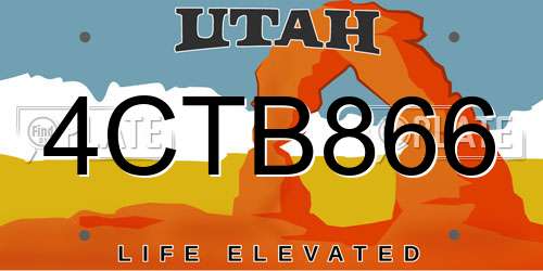 4CTB866 Utah License Plate