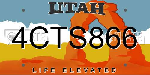 4CTS866 Utah License Plate