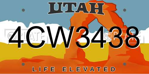 4CW3438 Utah License Plate