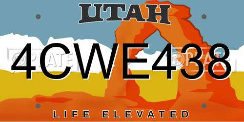4CWE438 Utah License Plate