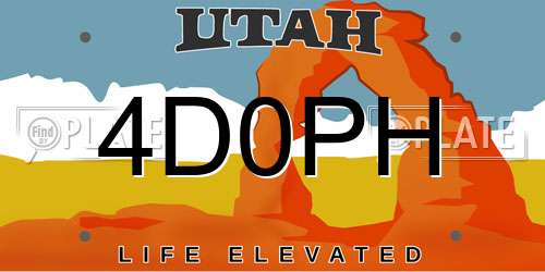 4D0PH Utah License Plate