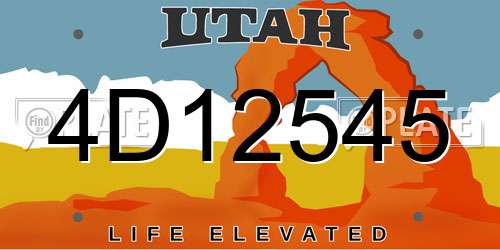 4D12545 Utah License Plate