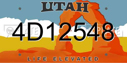 4D12548 Utah License Plate