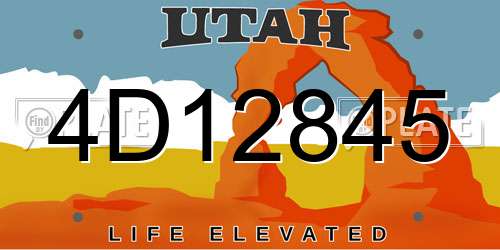 4D12845 Utah License Plate