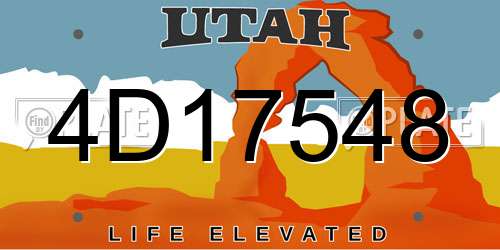 4D17548 Utah License Plate