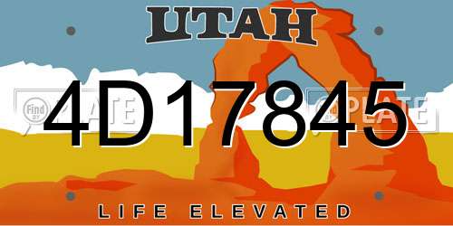 4D17845 Utah License Plate