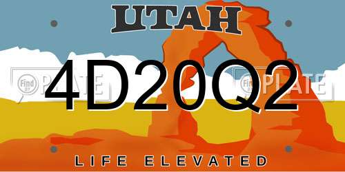 4D20Q2 Utah License Plate