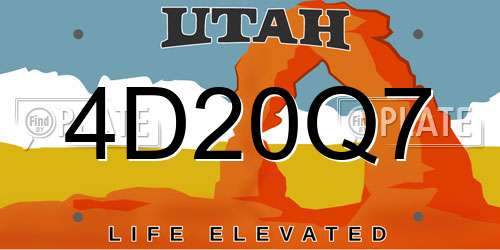 4D20Q7 Utah License Plate